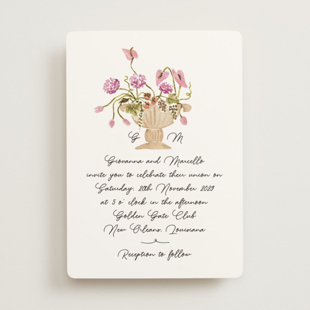 "Barolo" - Wedding Invitations in Deep Blush by Pati Cascino - Front