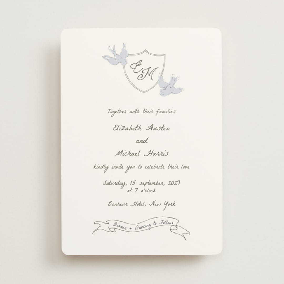 "Birds of Paradise" - Wedding Invitations in Cloud by Helena Vitto - Front
