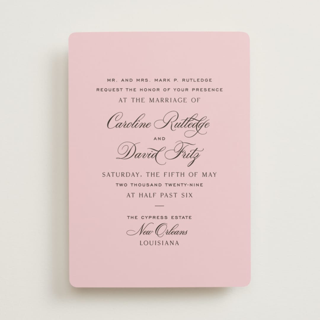 "Nola" - Wedding Invitations in Peony by Megan Davis - Front
