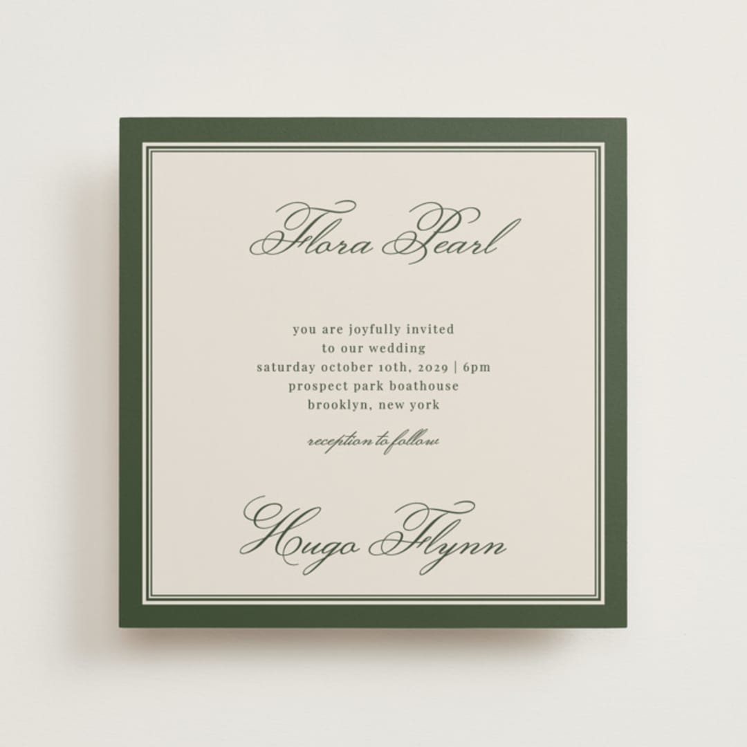 "Emerson" - Wedding Invitations in Evergreen by Kelly Watkins - Front