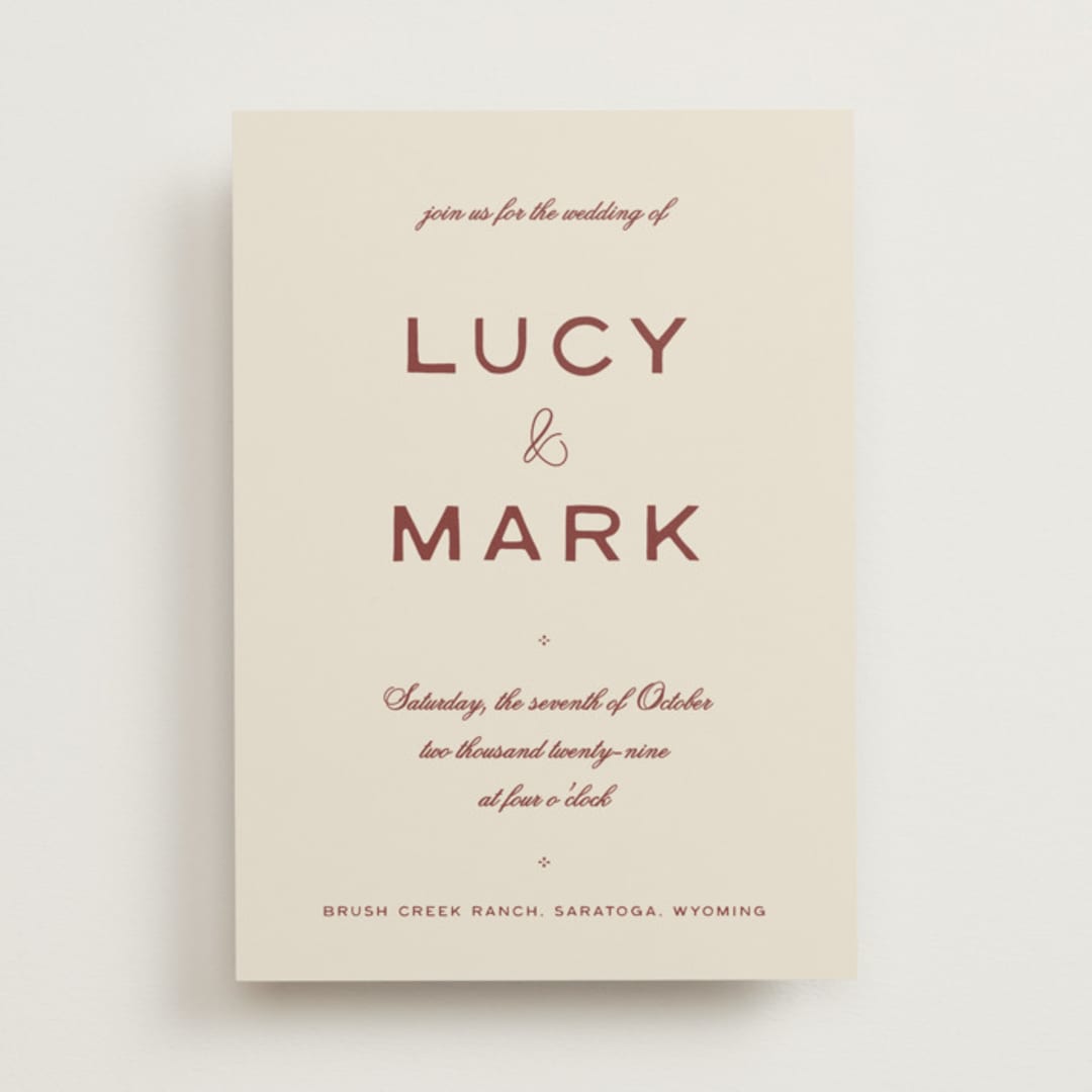 "Rose Ink" - Wedding Invitations in Rust by Ani Somi - Front