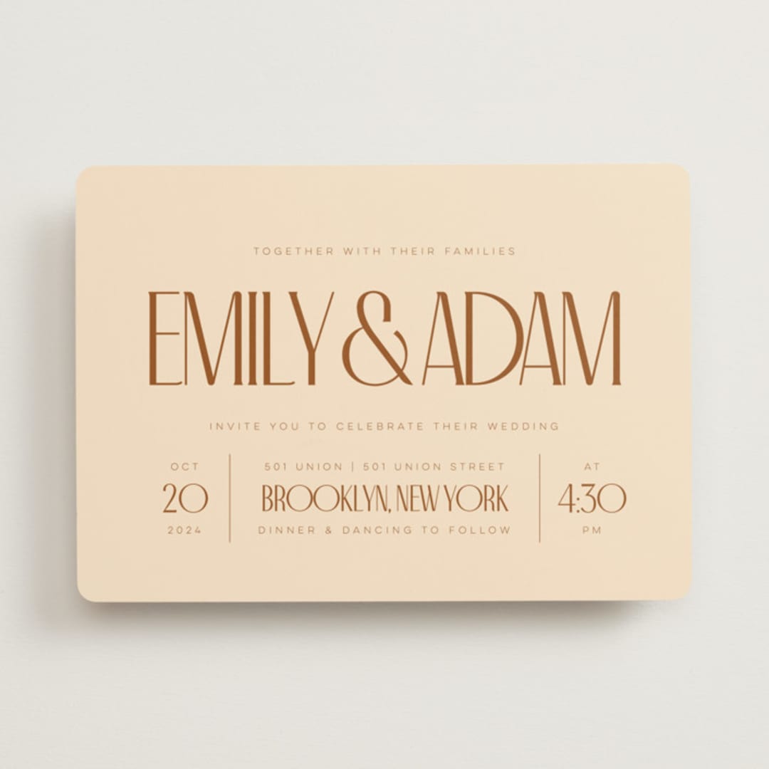 "Classic Touch" - Wedding Invitations in Rust by April Astudillo - Front