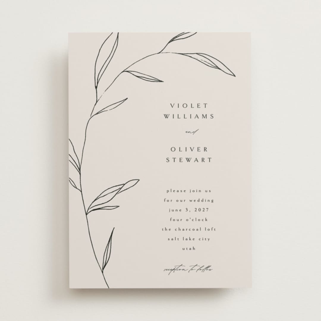 "Waldorf" - Wedding Invitations in Taupe by Kelly Schmidt - Front