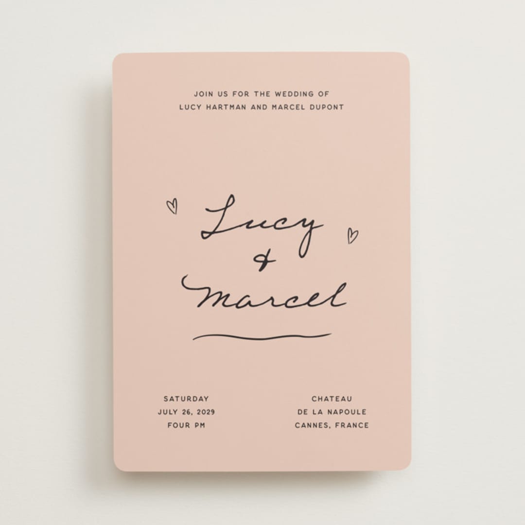 "Ballpoint Suite" - Wedding Invitations in Blush by Ani Somi - Front