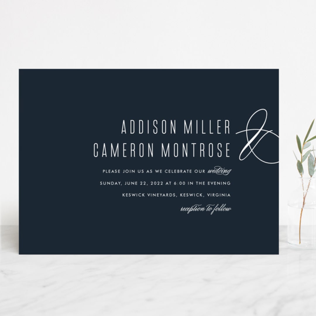 "Swoop" - Wedding Invitations in Midnight by Jen Banks - Front