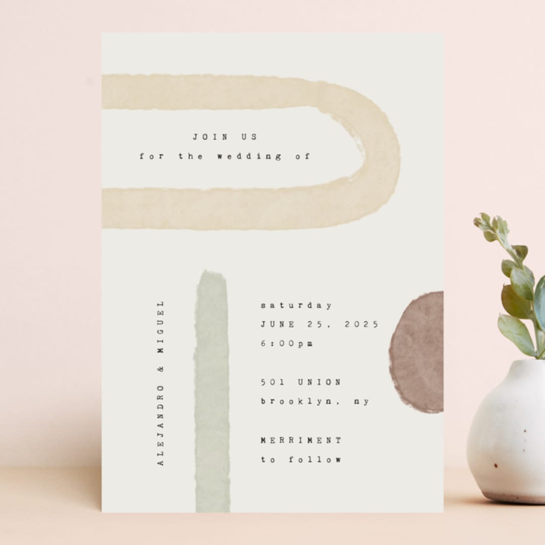 "Minimalist Shapes" - Wedding Invitations in Natural by Heather Cairl - Front