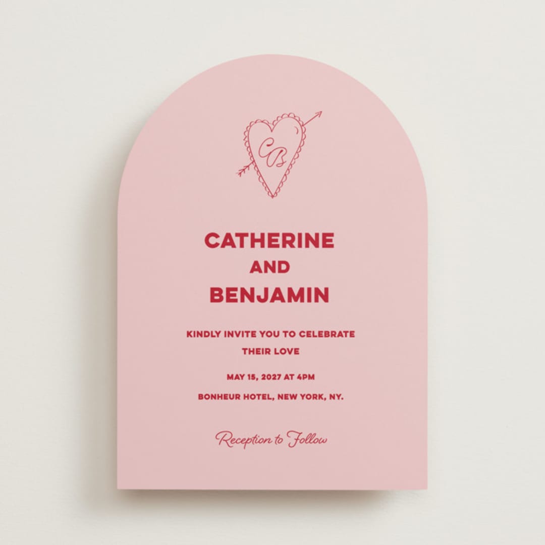 "Crazy Little Thing Called Love" - Wedding Invitations in Cherry by Helena Vitto - Front