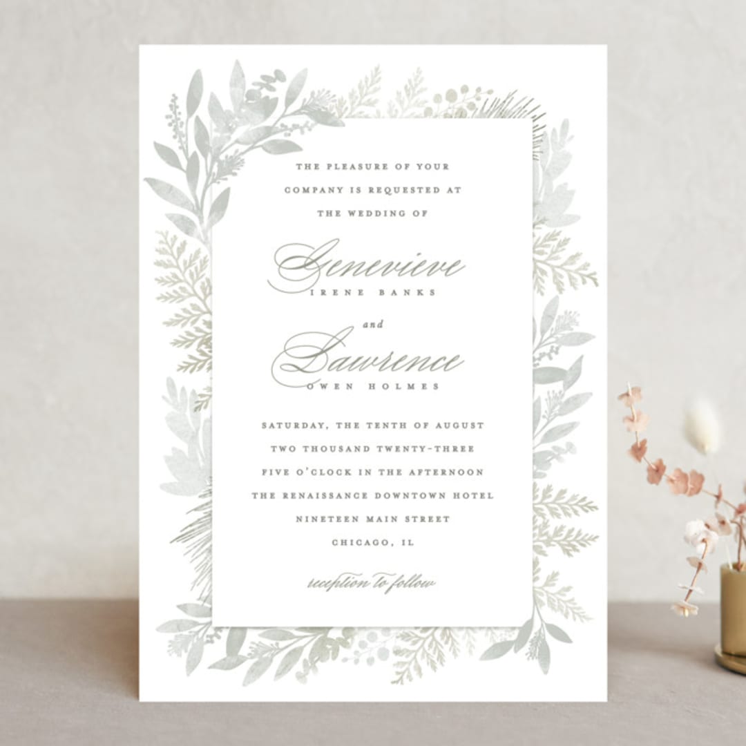 "Dear Greenery" - Wedding Invitations in Eucalyptus by Hooray Creative - Front
