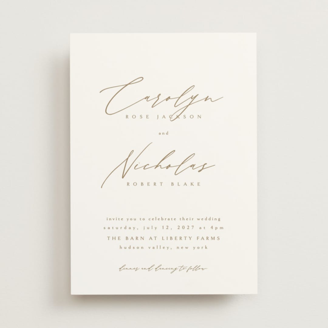 "Napa" - Wedding Invitations in Golden by Kelly Schmidt - Front