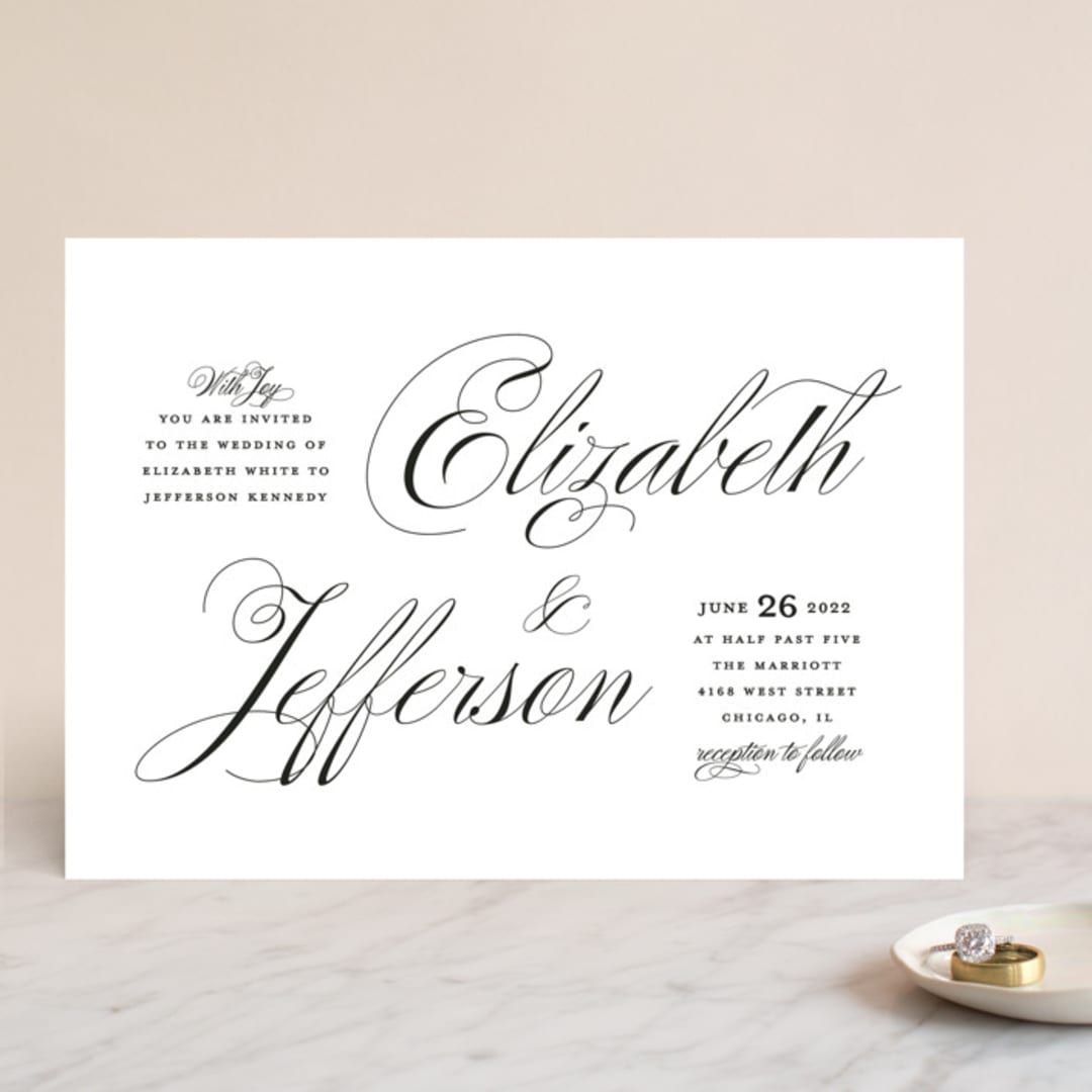 "Gracefully" - Wedding Invitations in Black Tie by Laura Hamm - Front