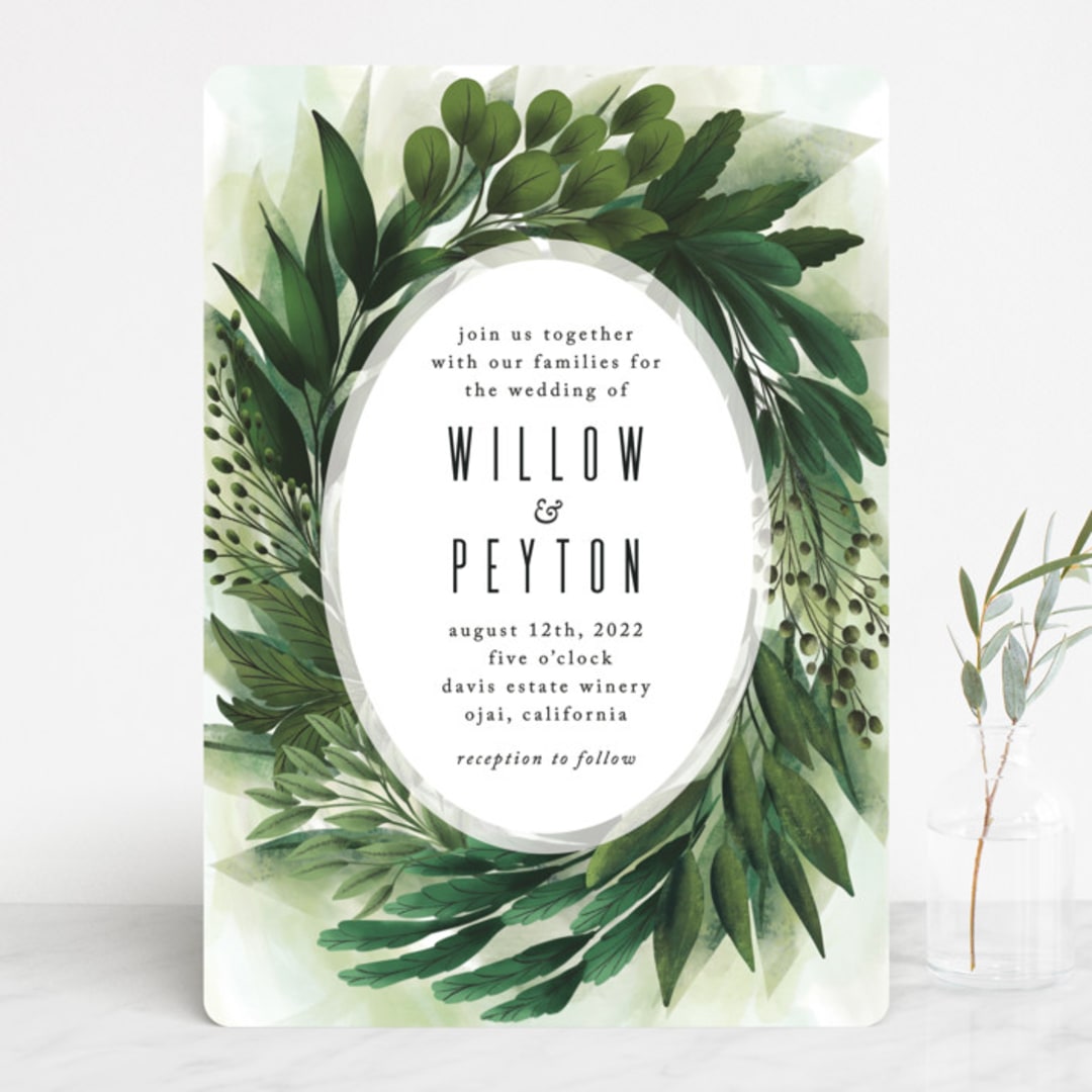 "Fresh Greens" - Wedding Invitations in Emerald by Susan Moyal - Front