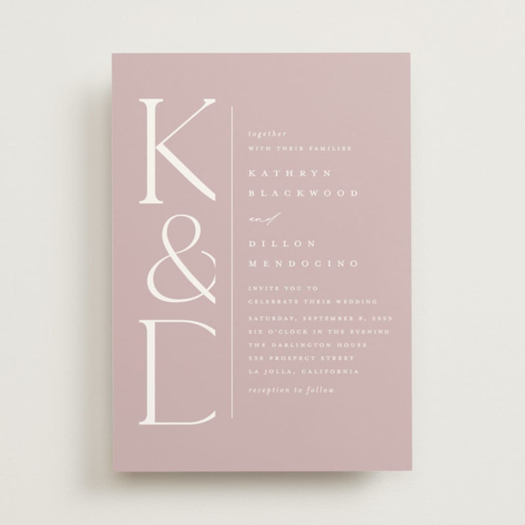 "Modern Monogram" - Wedding Invitations in Rose by Erica Krystek - Front