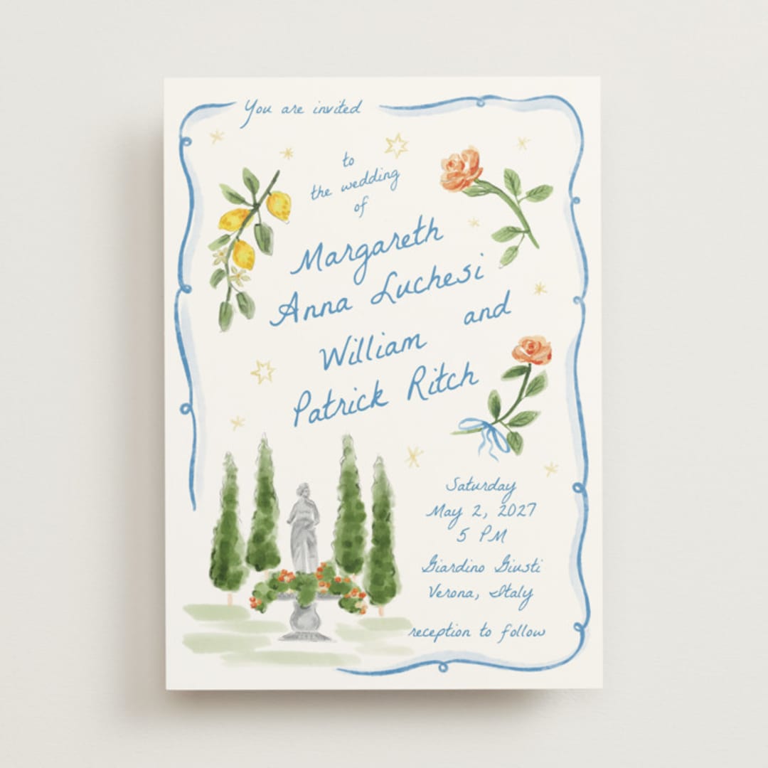 "Giardino" - Wedding Invitations in Blu by Pati Cascino - Front