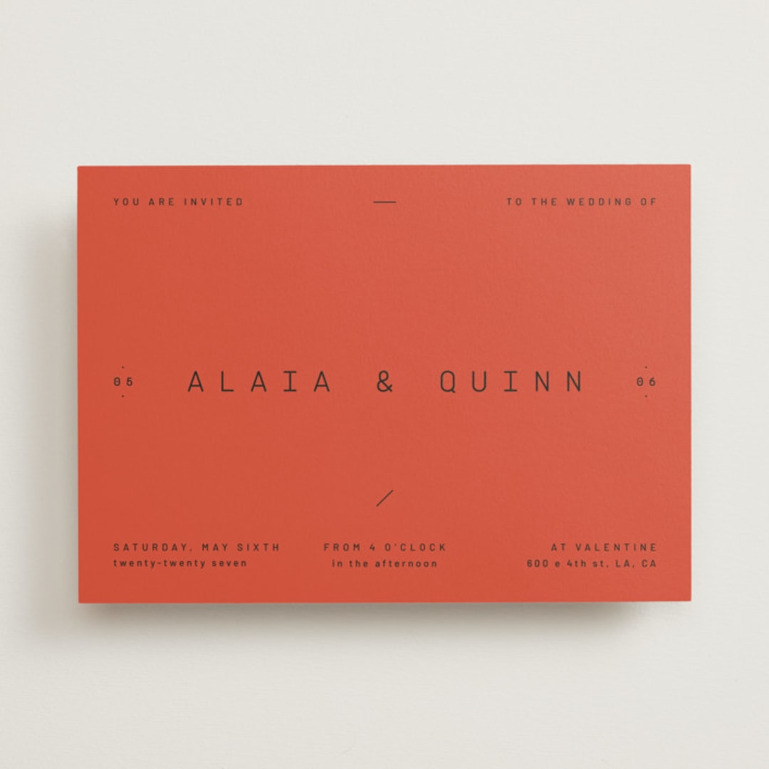 "Alaia" - Wedding Invitations in Verona Sunset by Blustery August - Front