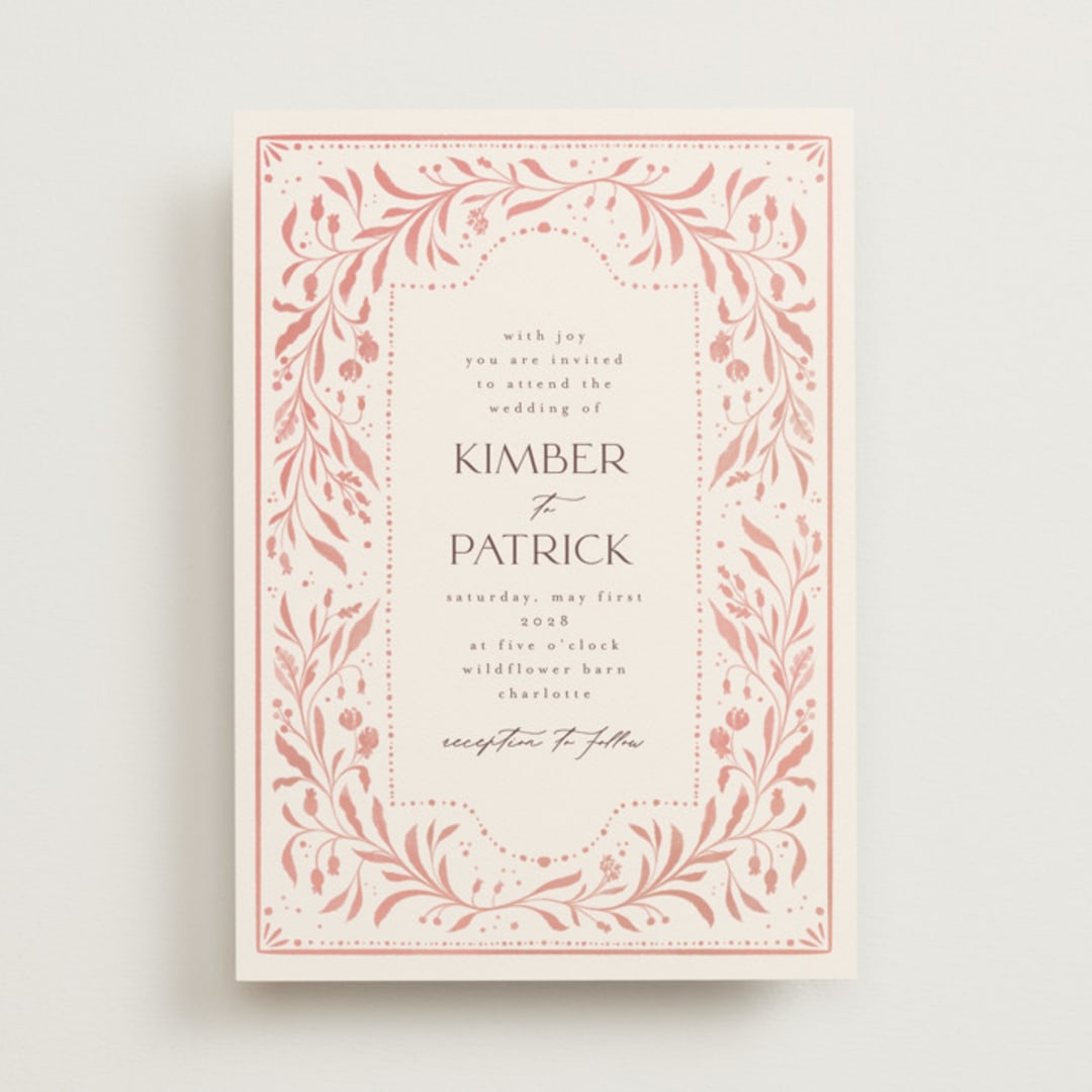 "Porcelain" - Wedding Invitations in Peony by Ashley DeMeyere - Front