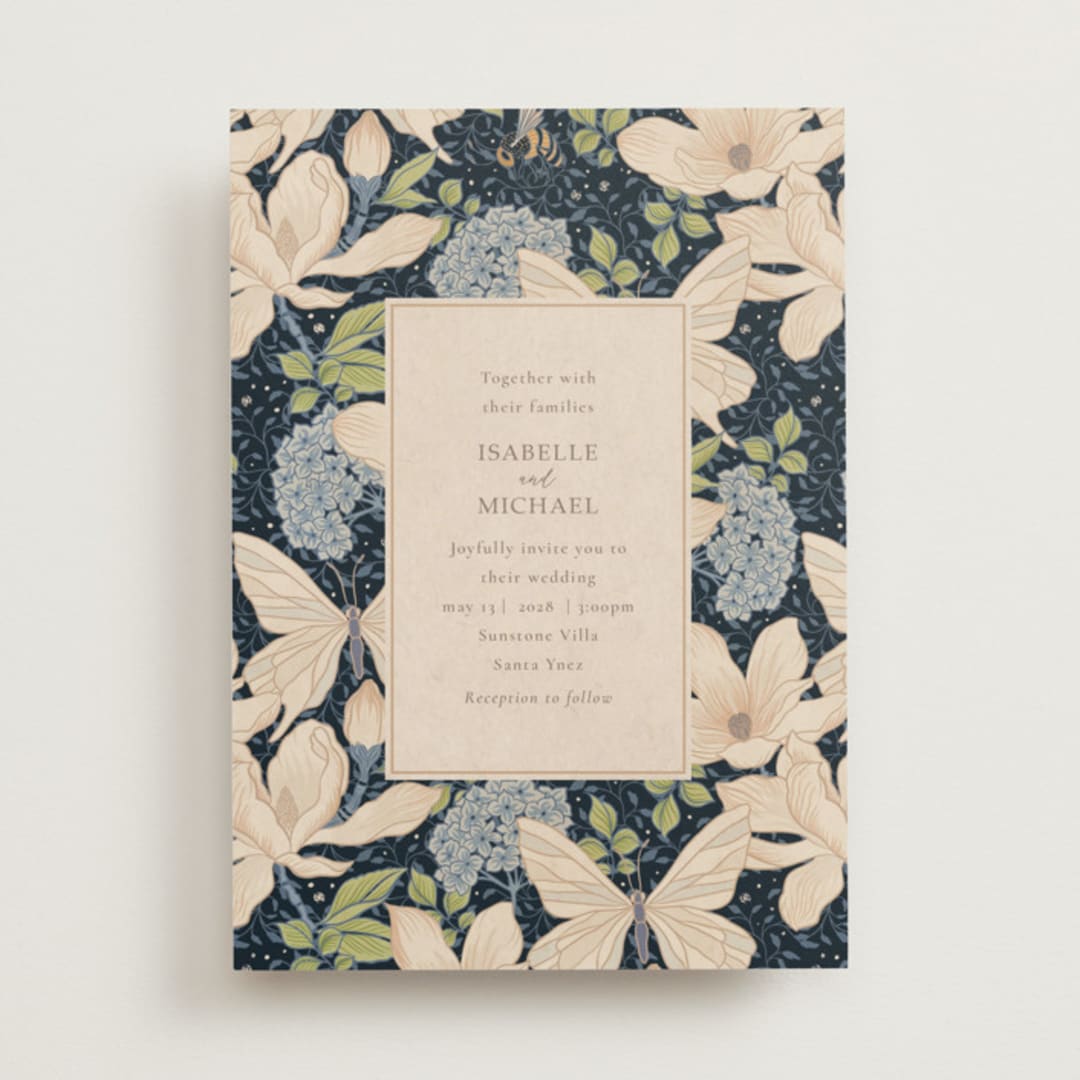 "Magnolias" - Wedding Invitations in Sky by Sabrin Deirani - Front