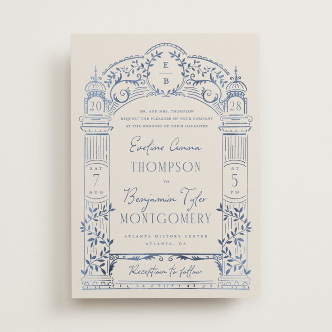 "Pavilion" - Wedding Invitations in Navy by Petra Kern - Front