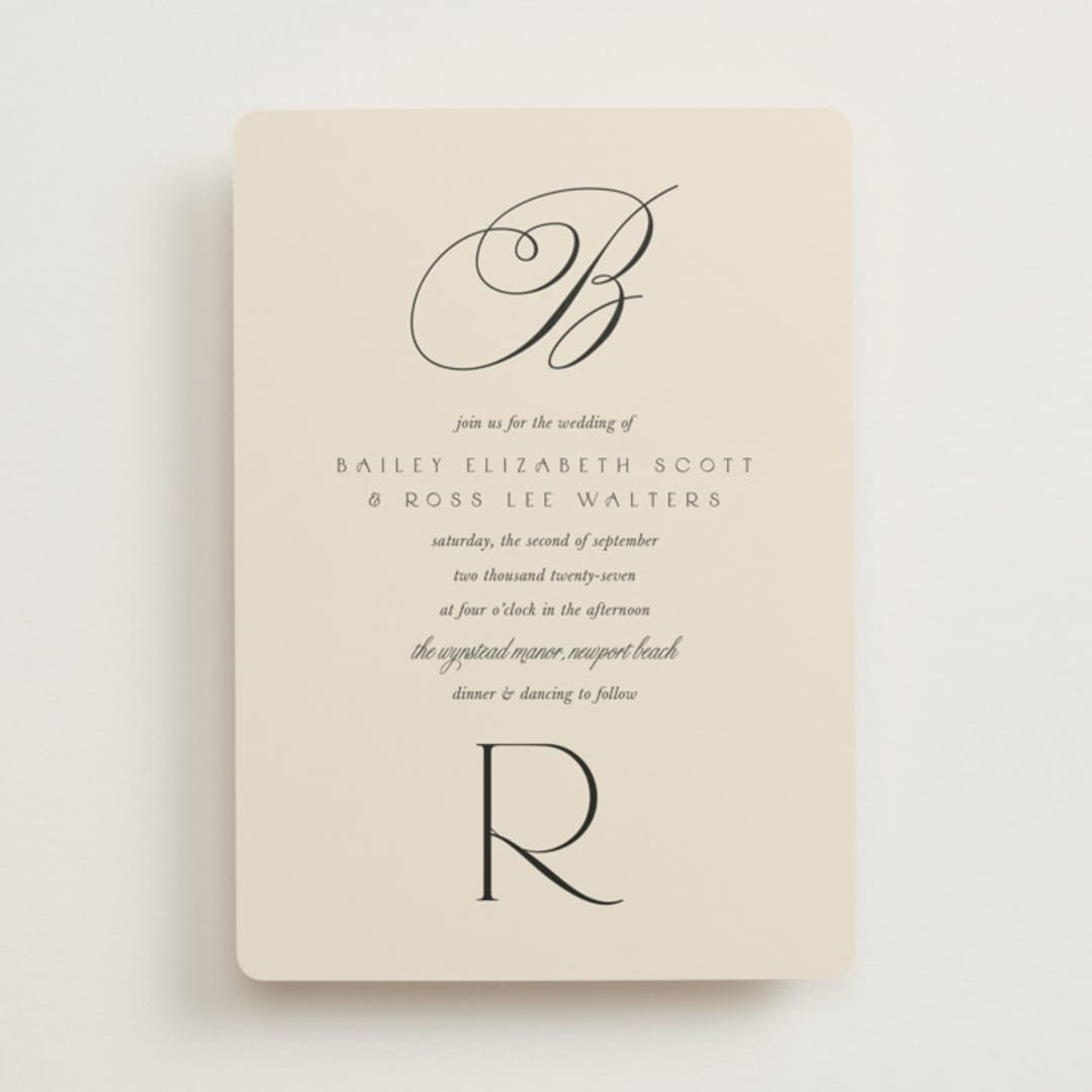 "Refined Beauty" - Wedding Invitations in Cream by Stacey Day - Front