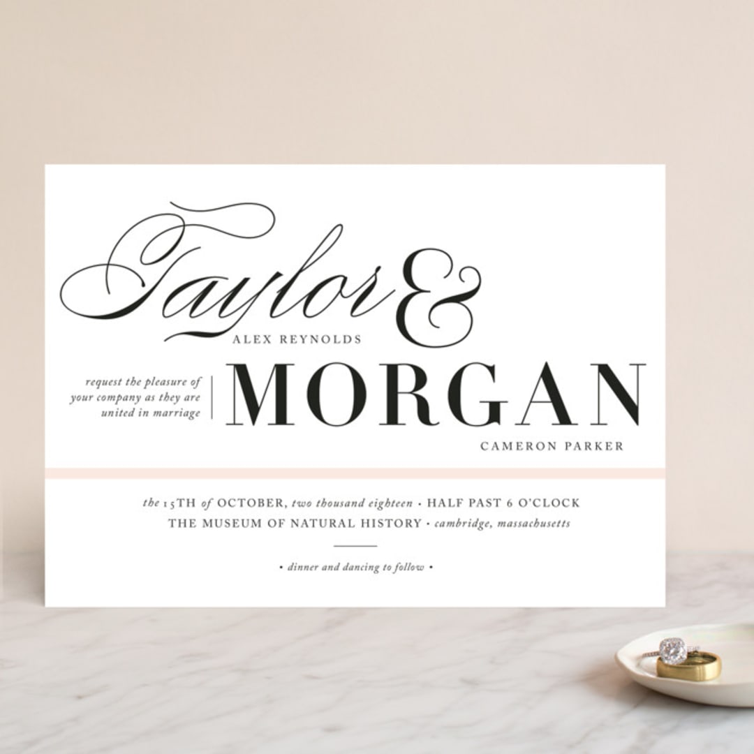 "Darling and Dashing" - Wedding Invitations in Blush by Alston Foster - Front