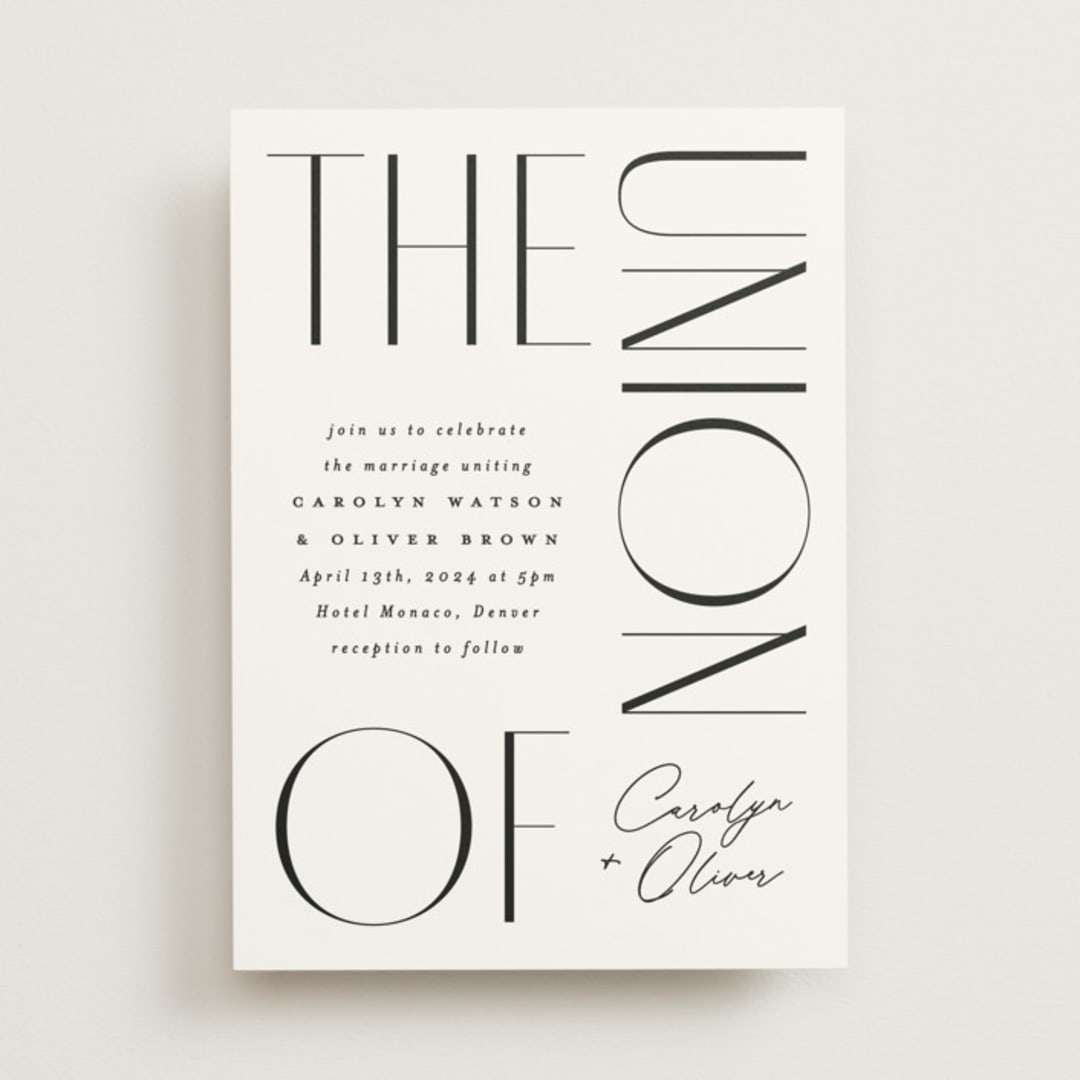 "Bold Union" - Wedding Invitations in Cloud by Everett Paper Goods - Front