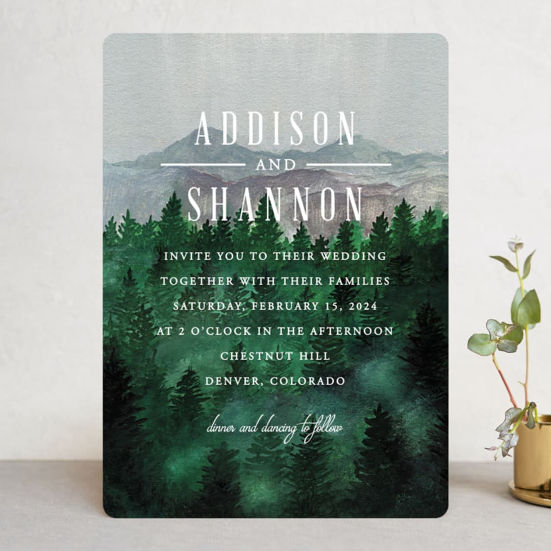 "Adventure Awaits" - Wedding Invitations in Smoke by Elly - Front