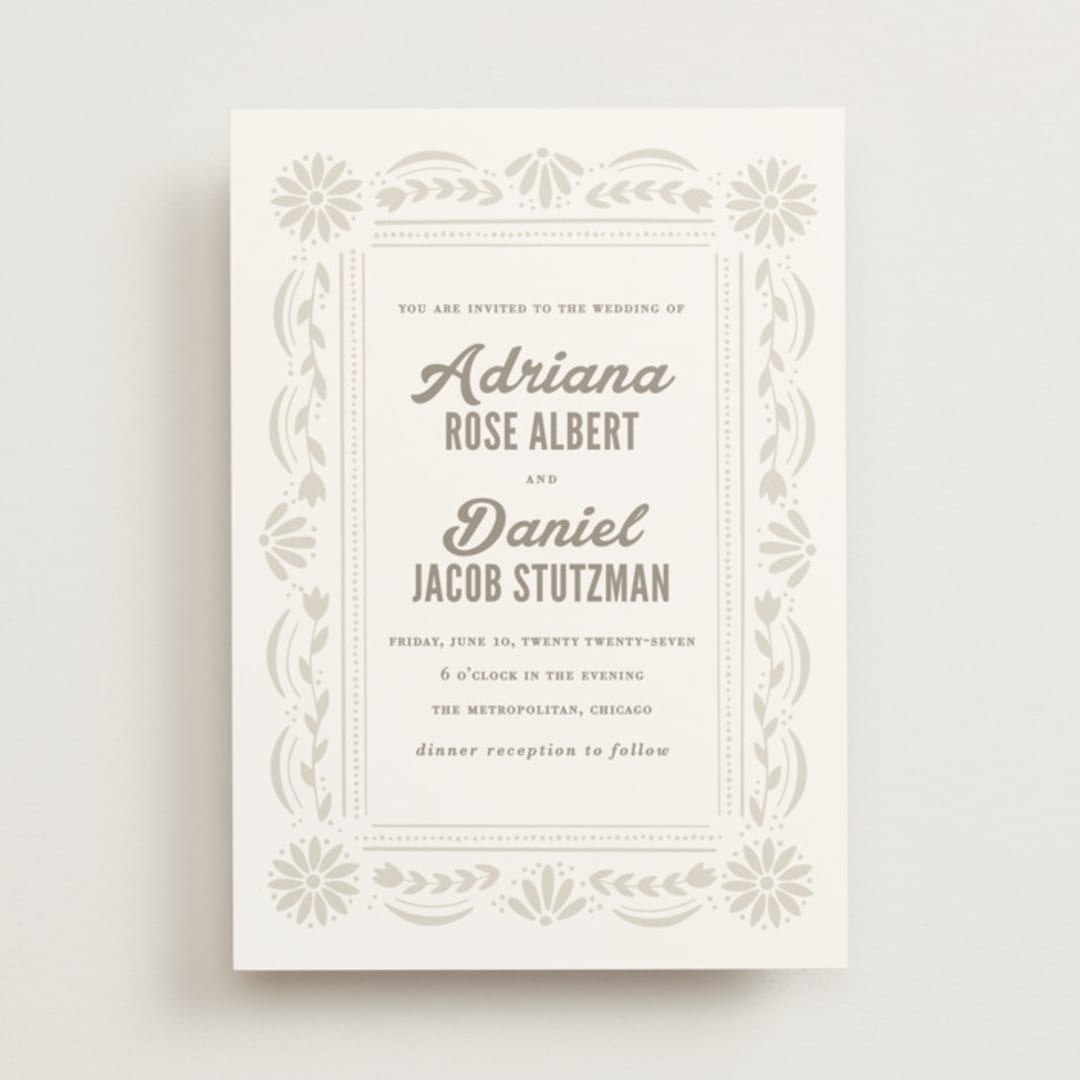"Pretty Picado" - Wedding Invitations in Seashell by Jessie Steury - Front