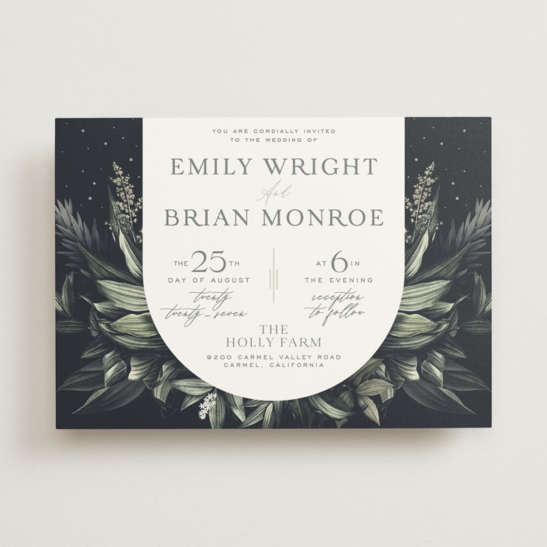 "Vintage Botanicals" - Wedding Invitations in Sage by GeekInk Design - Front
