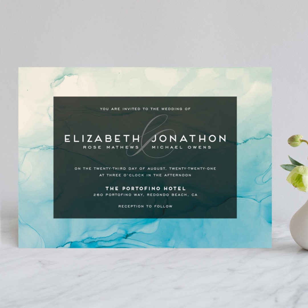 "Ombio" - Wedding Invitations in Aqua by GeekInk Design - Front