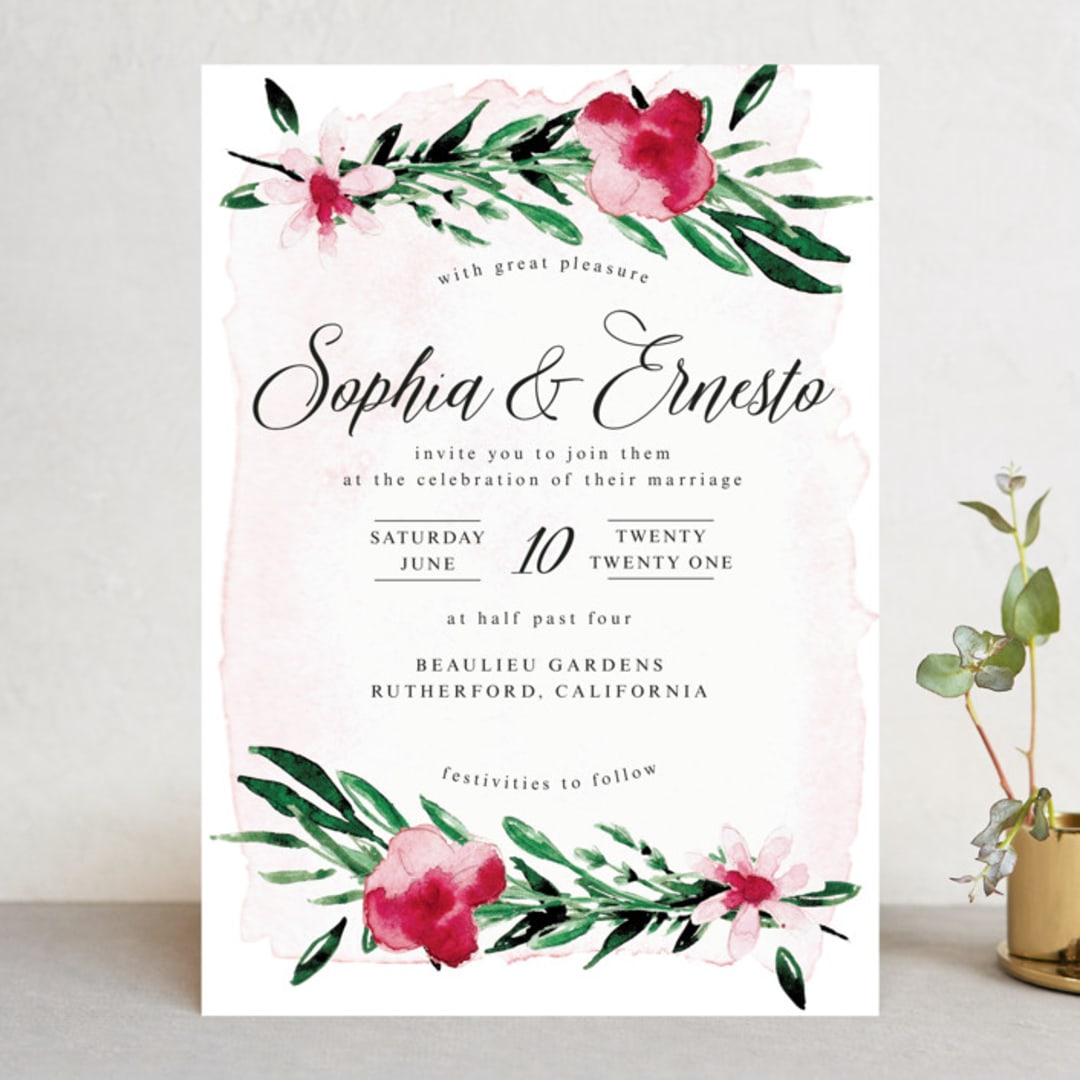 "Garden Party Joy" - Wedding Invitations in Blush by frances mathys - Front