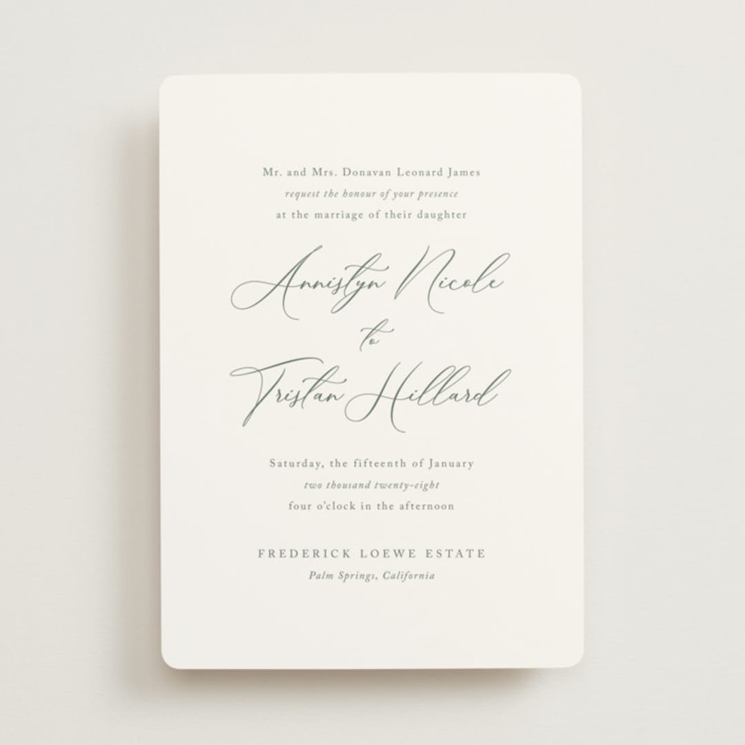 "Love Story" - Wedding Invitations in Eucalyptus by Jennifer Postorino - Front