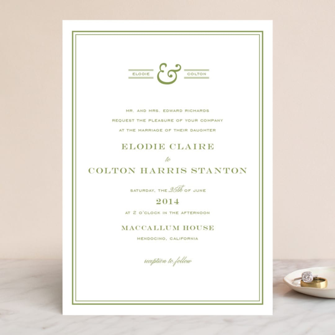 "Country Club" - Wedding Invitations in Spring Green by Annie Clark - Front