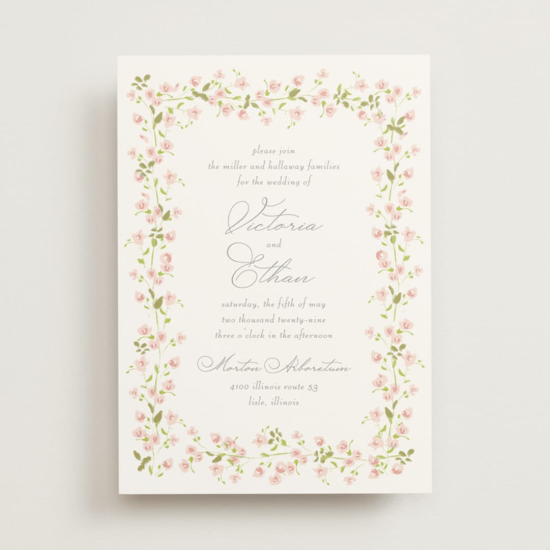 "Rosebud" - Wedding Invitations in Peony by Baumbirdy - Front