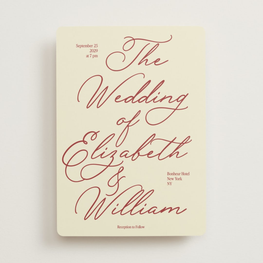"Elizabeth" - Wedding Invitations in Burgundy by Helena Vitto - Front