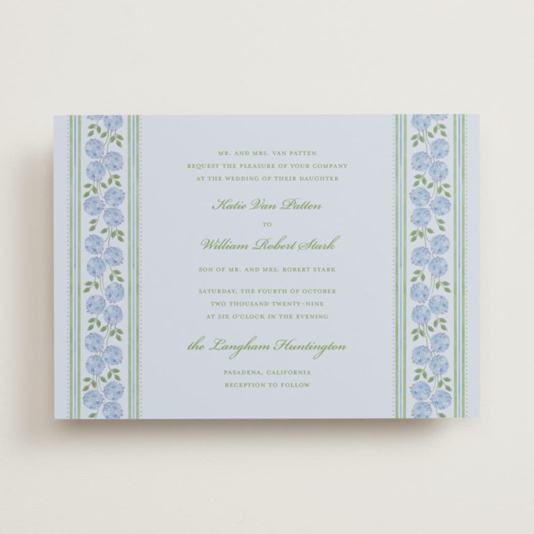"Hydrangea Vines" - Wedding Invitations in Coastal by Madhvi Samimi - Front