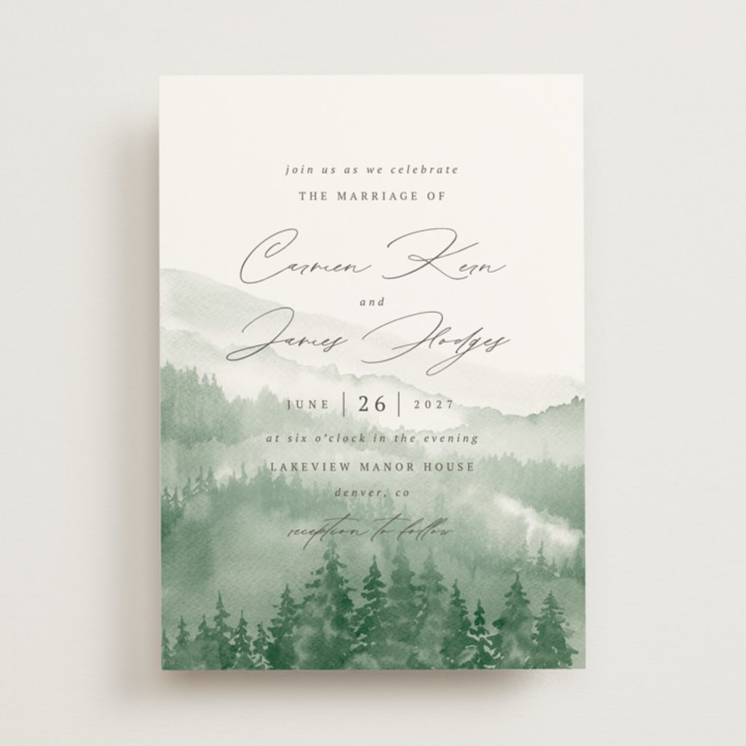"Over the mountains" - Wedding Invitations in Fern by Helen Halik - Front
