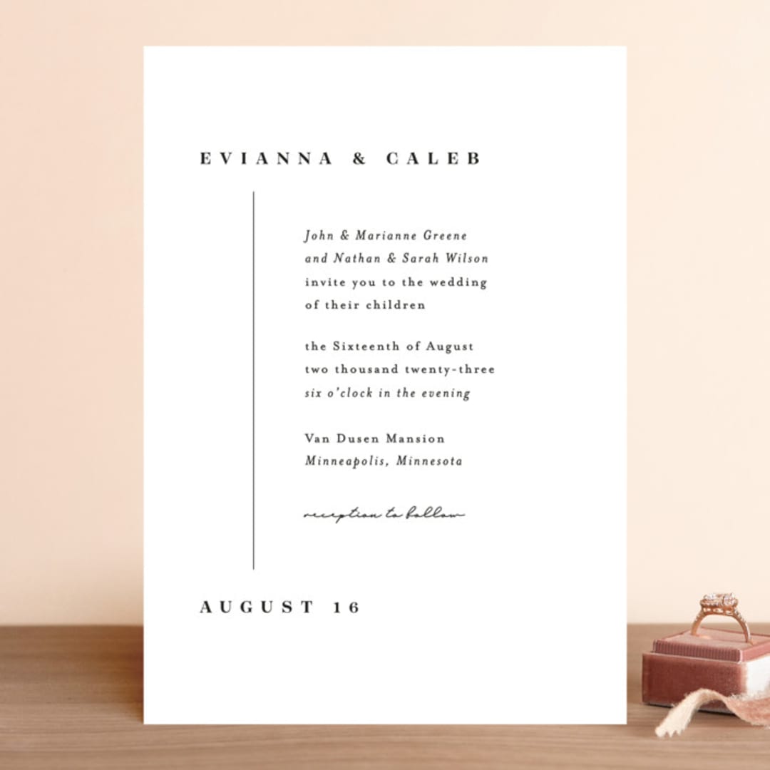 "Aligned" - Wedding Invitations in Pearl by Michelle Taylor - Front