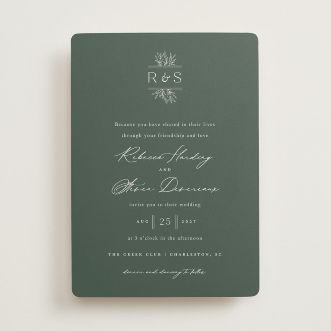 "Branchlet" - Wedding Invitations in Hunter by Sarah Brown - Front