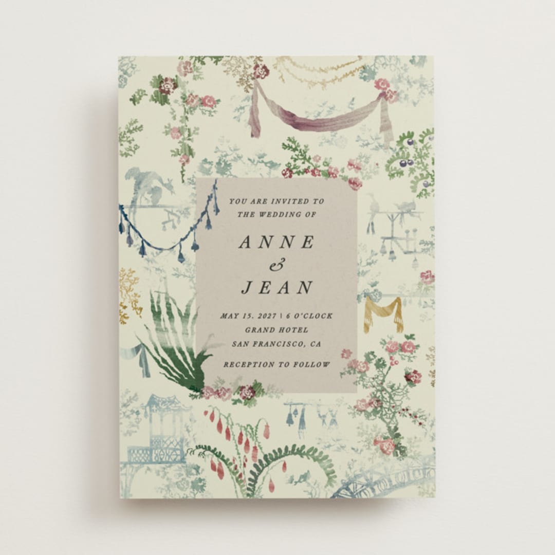 "Chinoiserie" - Wedding Invitations in Rosarium by Sumak Studio - Front