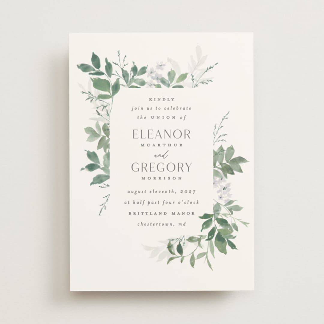 "Grove" - Wedding Invitations in Fern by Everett Paper Goods - Front