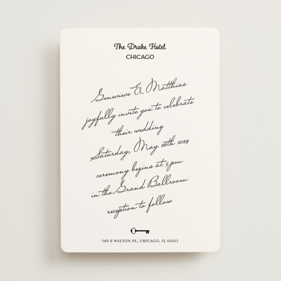 "Hotel" - Wedding Invitations in Ivory by Studio Suku - Front