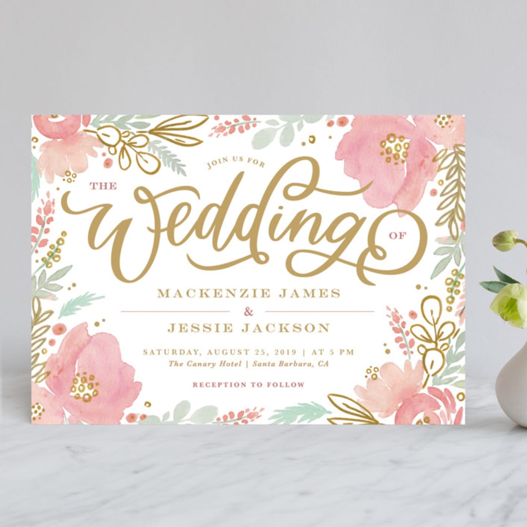 "Floral Vignette" - Wedding Invitations in Brass by Kristen Smith - Front