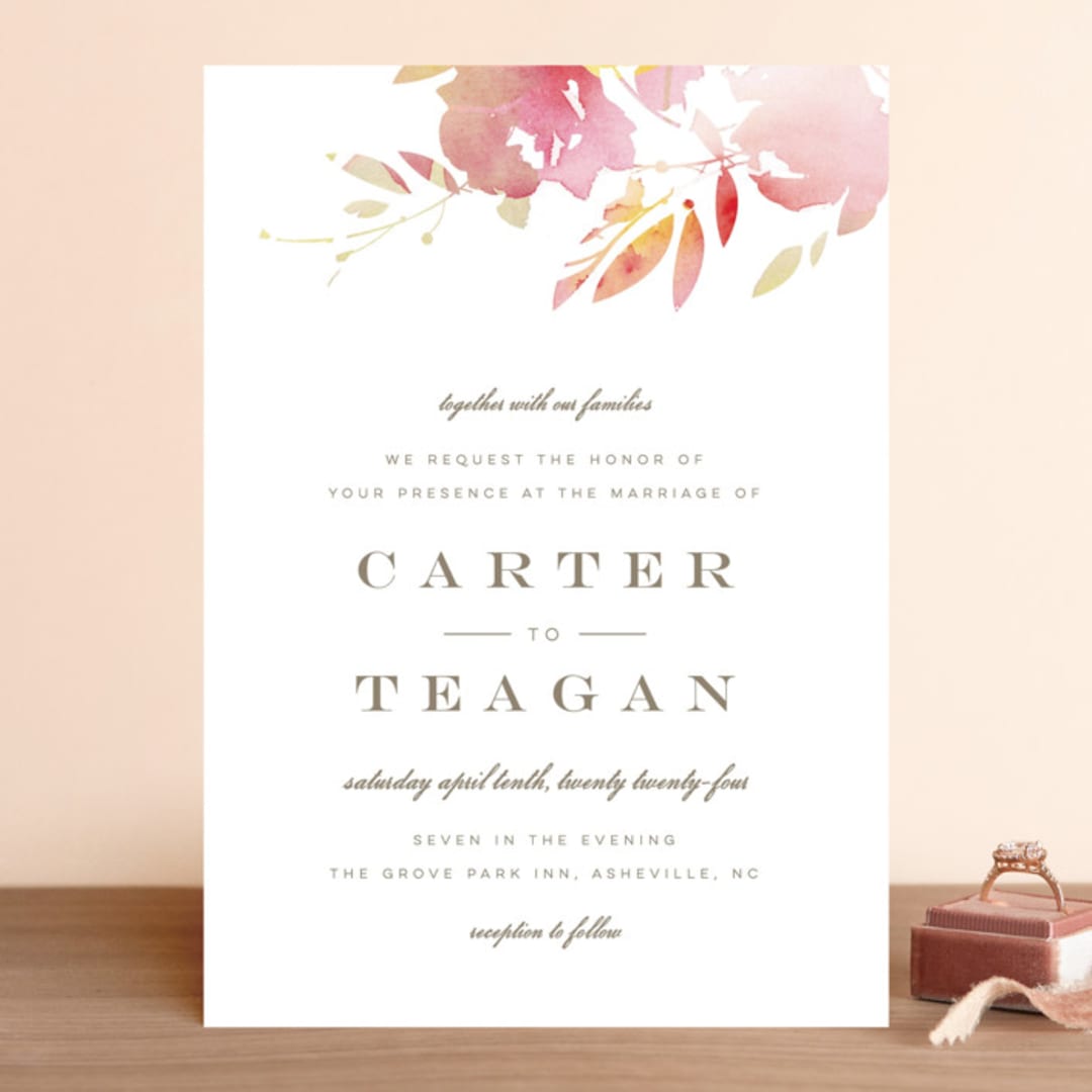 "Stately Florals" - Wedding Invitations in Poppy by Lori Wemple - Front