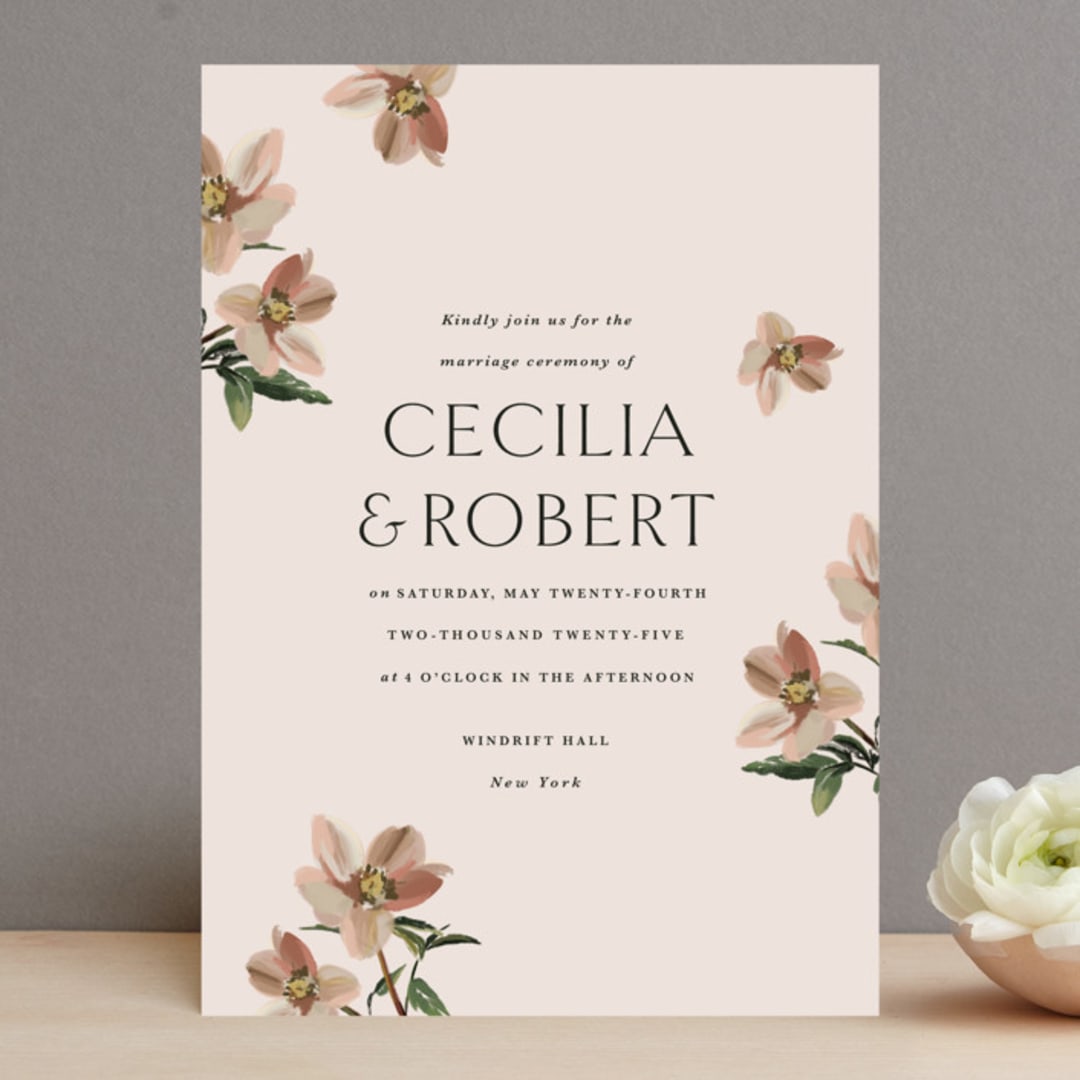 "Halcyon" - Wedding Invitations in Dove by Olivia Kanaley Inman - Front