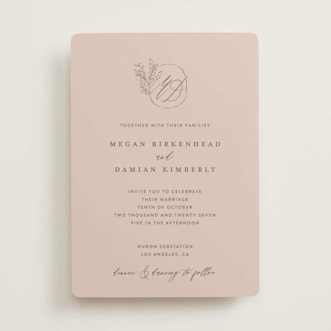 "Delicate monogram" - Wedding Invitations in Blush by Lucrecia Caporale - Front