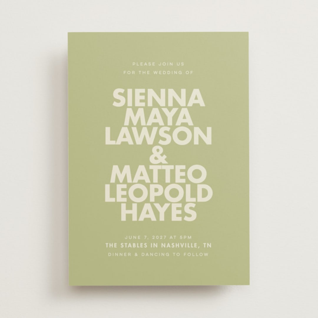 "Sienna" - Wedding Invitations in Lime by Ellen Schlegelmilch - Front