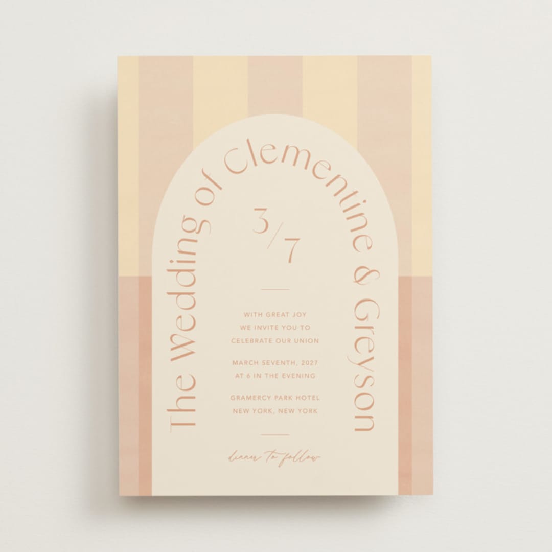 "Trois" - Wedding Invitations in Sorbet by Blustery August - Front