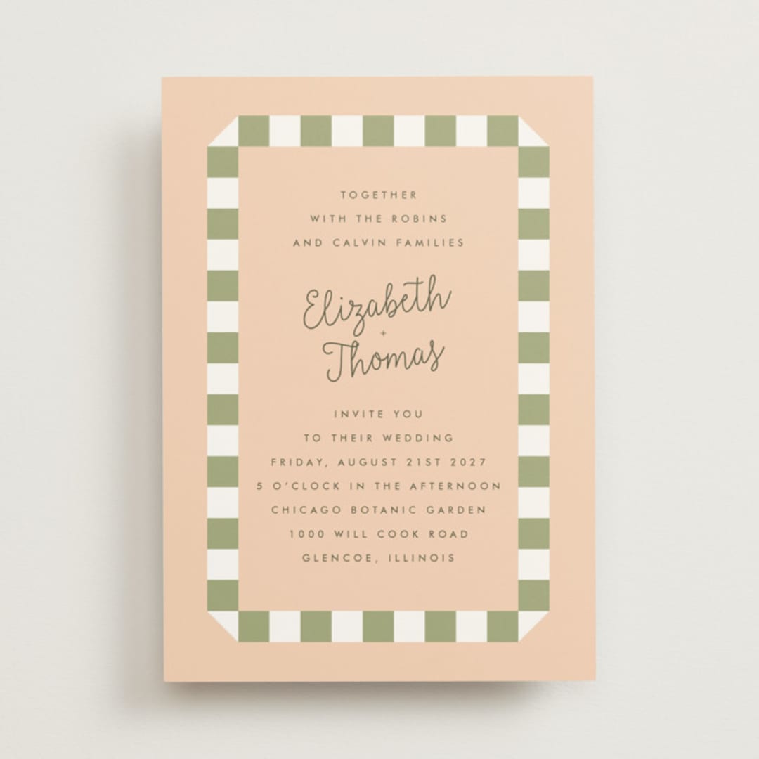 "Boardwalk" - Wedding Invitations in Peach by Baumbirdy - Front