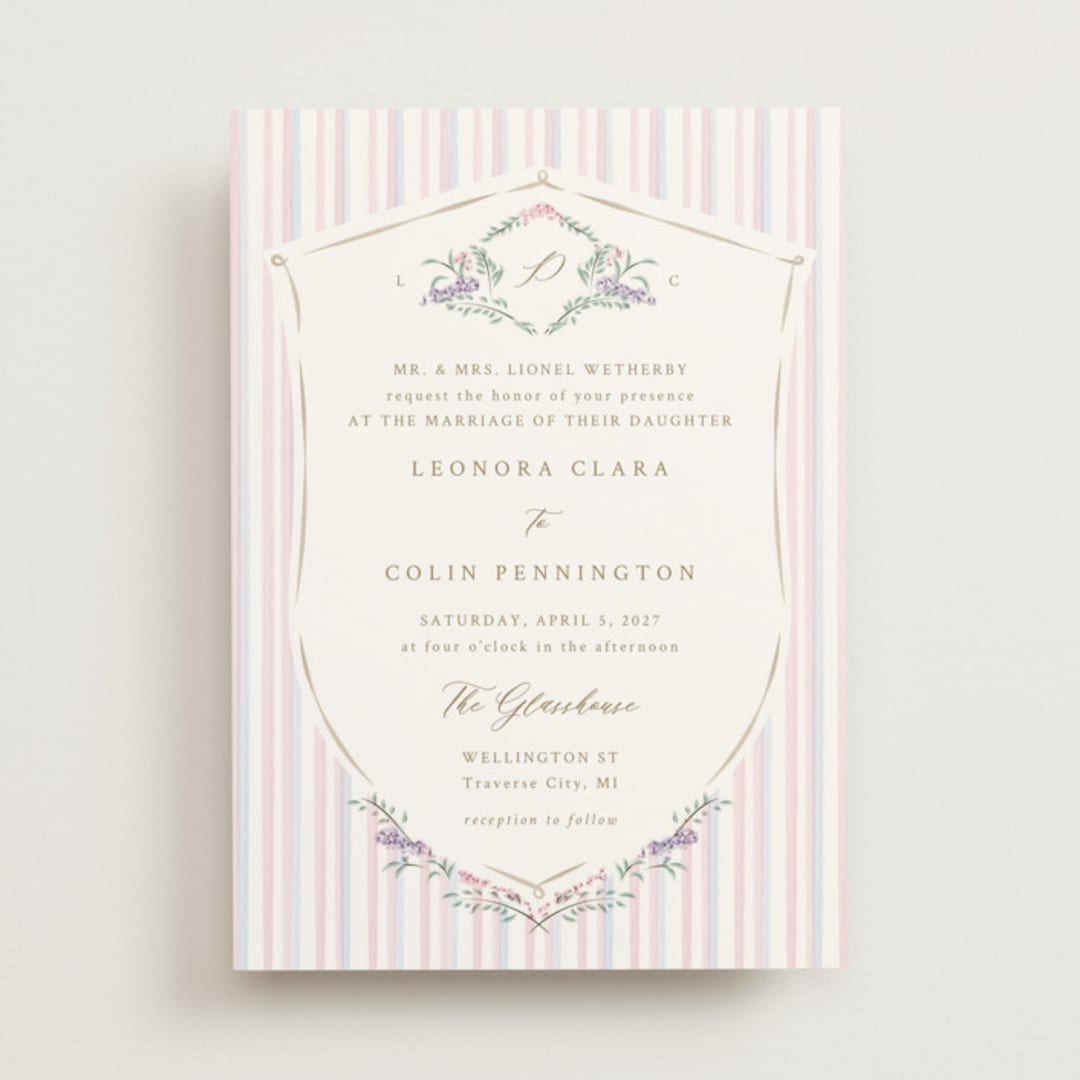 "Vintage Whimsy" - Wedding Invitations in Peony by Corinne Malesic - Front