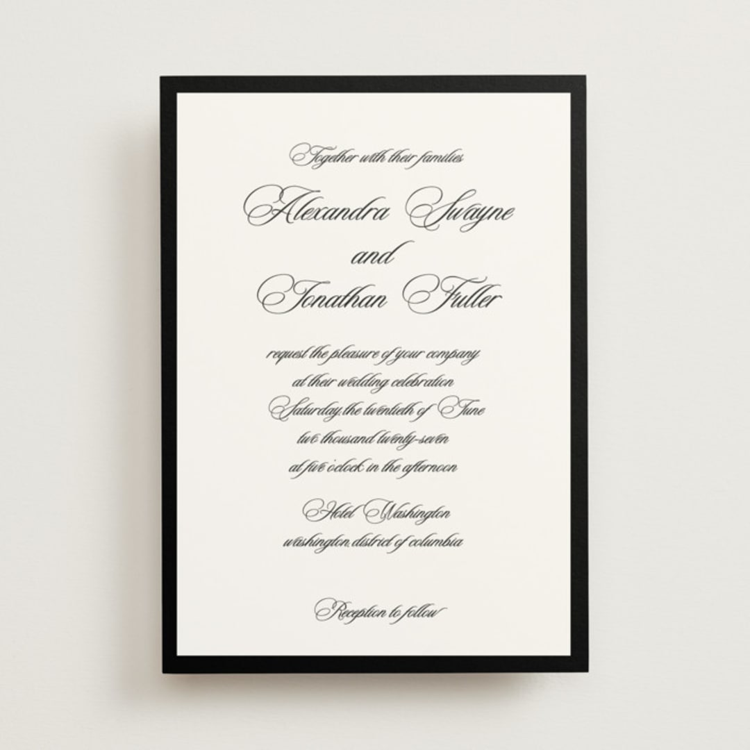 "Black Tie" - Wedding Invitations in Ink by That Girl Press - Front