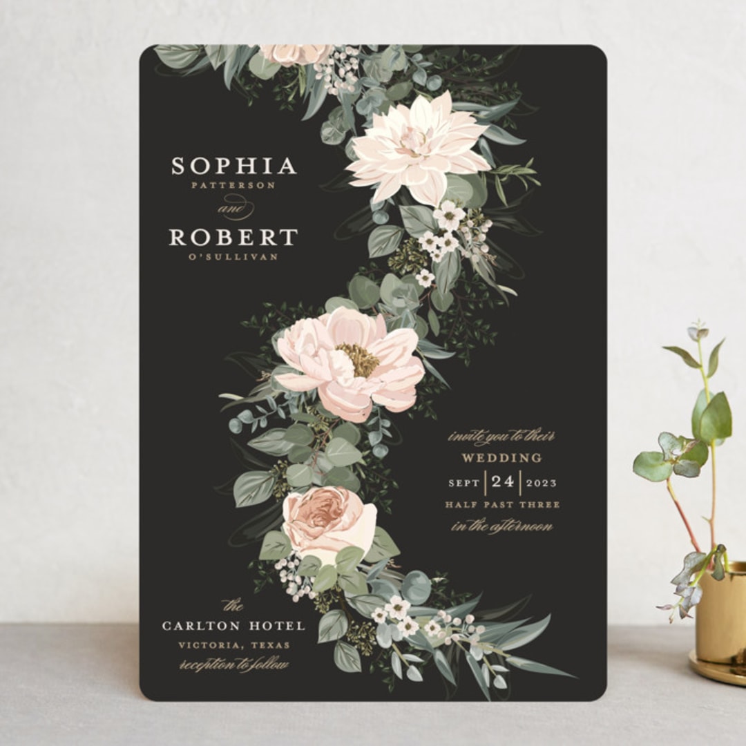 "Lovely Vine" - Wedding Invitations in Blush by Susan Moyal - Front